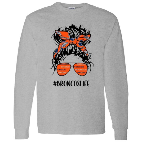 Broncos Life Denver Broncos Messy Bun Girl With Headband And Glasses for Shirt