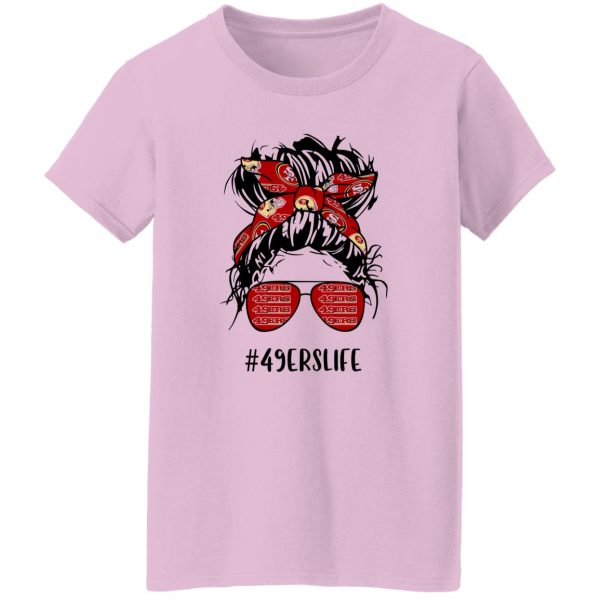 49ers Life San Francisco 49ers Messy Bun Girl With Headbands And Glasses for Shirt