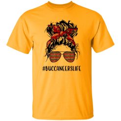 Buccaneers Life Tampa Bay Buccaneers Messy Bun Girl With Headband And Shirt