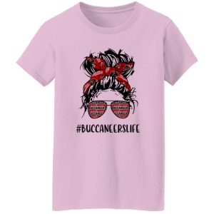 Buccaneers Life Tampa Bay Buccaneers Messy Bun Girl With Headband And Shirt