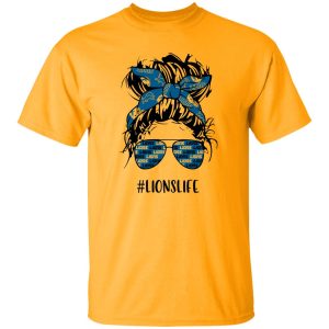 Lions Life Detroit Lions Messy Bun Girl With Headband And Glasses for Football Lover Shirt