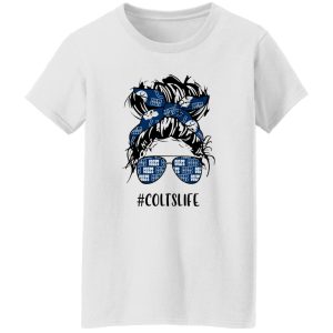 Colts Life Indianapolis Colts Messy Bun Girl With Headband And Glasses for Football Shirt