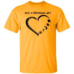 Just A Michigan Girl With Football Rugby Wine And Dog In Heart Shirt