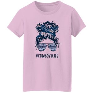 Cowboys Life Dallas Cowboys Messy Bun Girl With Headband And Glasses for Shirt