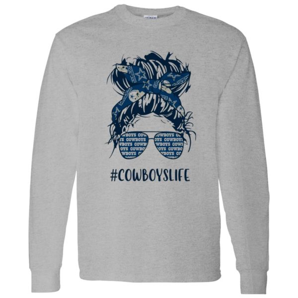 Cowboys Life Dallas Cowboys Messy Bun Girl With Headband And Glasses for Shirt