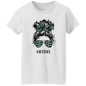 Jets Life New York Jets Messy Bun Girl With Headband And Glasses for Football Shirt