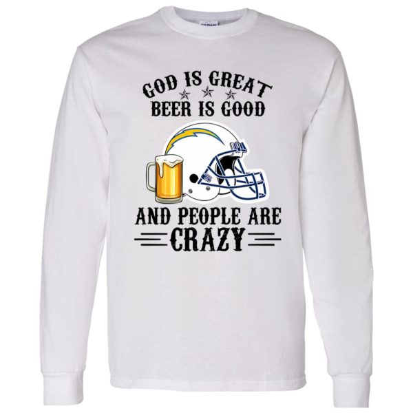 San Diego Chargers God is Great Beer is Good And People Are Crazy Football NFL Shirt