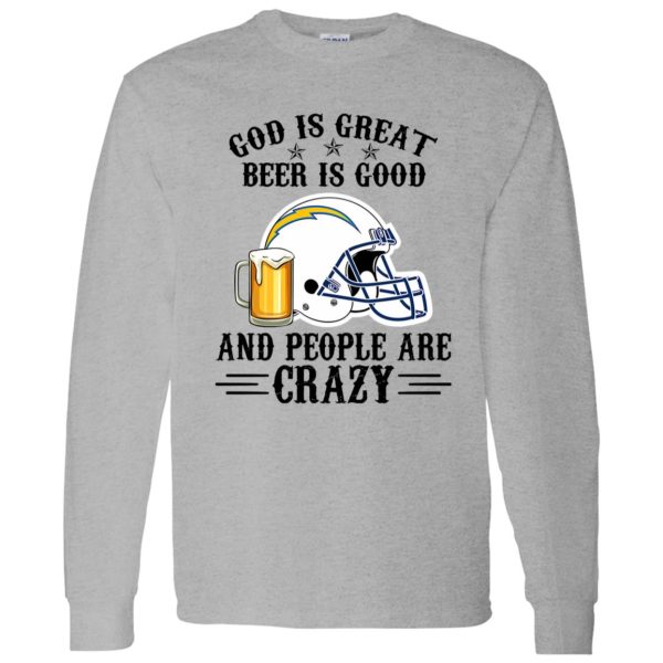 San Diego Chargers God is Great Beer is Good And People Are Crazy Football NFL Shirt