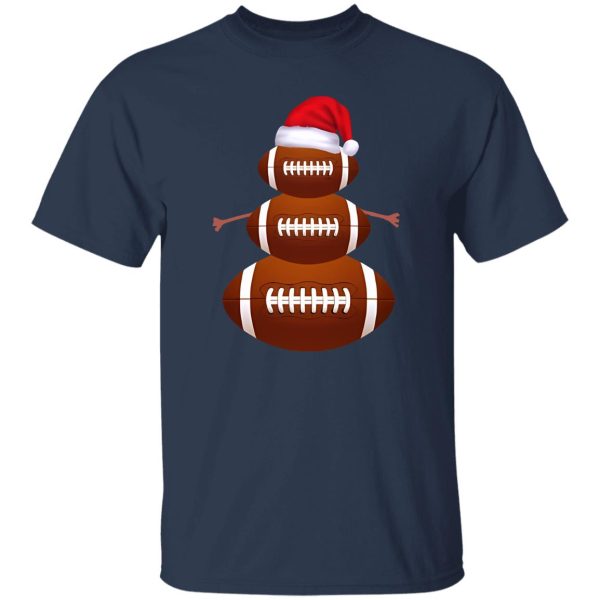 American Football Snowman Shirt, Football Snowman With Santa Hat Shirt