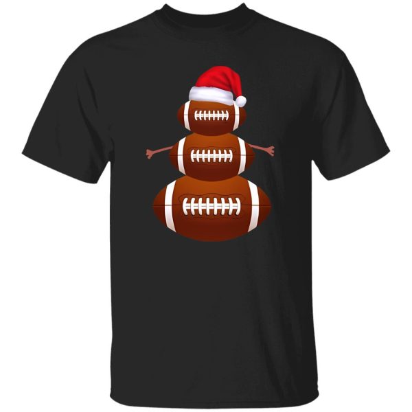 American Football Snowman Shirt, Football Snowman With Santa Hat Shirt