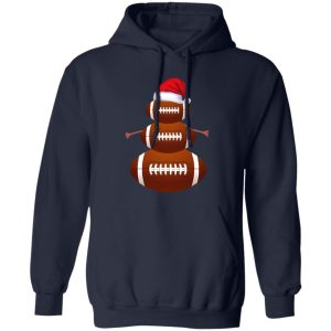 American Football Snowman Shirt, Football Snowman With Santa Hat Shirt