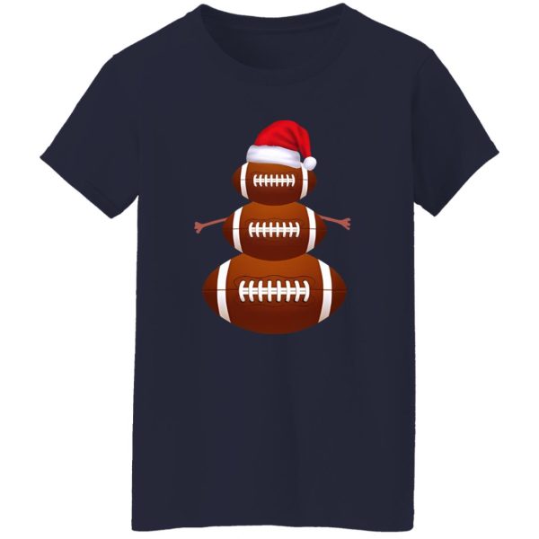 American Football Snowman Shirt, Football Snowman With Santa Hat Shirt