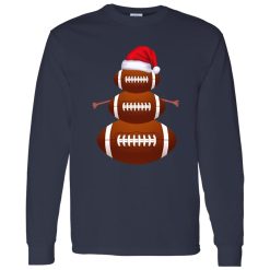 American Football Snowman Shirt, Football Snowman With Santa Hat Shirt