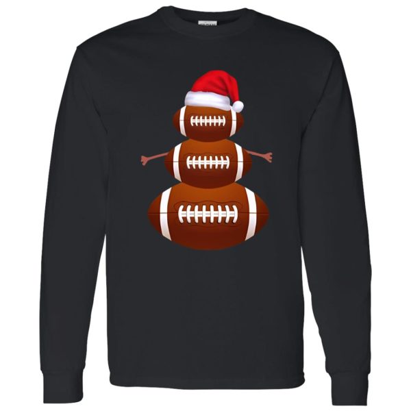 American Football Snowman Shirt, Football Snowman With Santa Hat Shirt