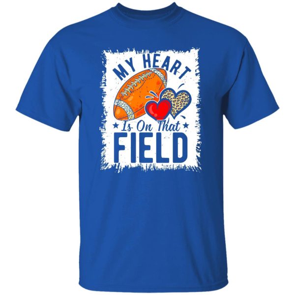 My Heart Is On That Field Football Leopard Heart Shirt