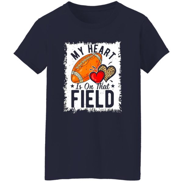 My Heart Is On That Field Football Leopard Heart Shirt