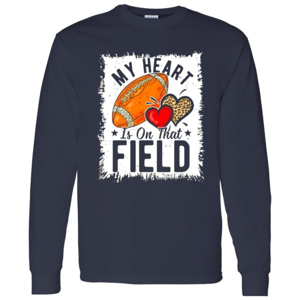 My Heart Is On That Field Football Leopard Heart Shirt