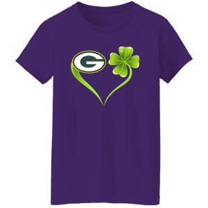 Irish St Patrick Day Shamrock Heart Football Team Green Bay Packer Shirt