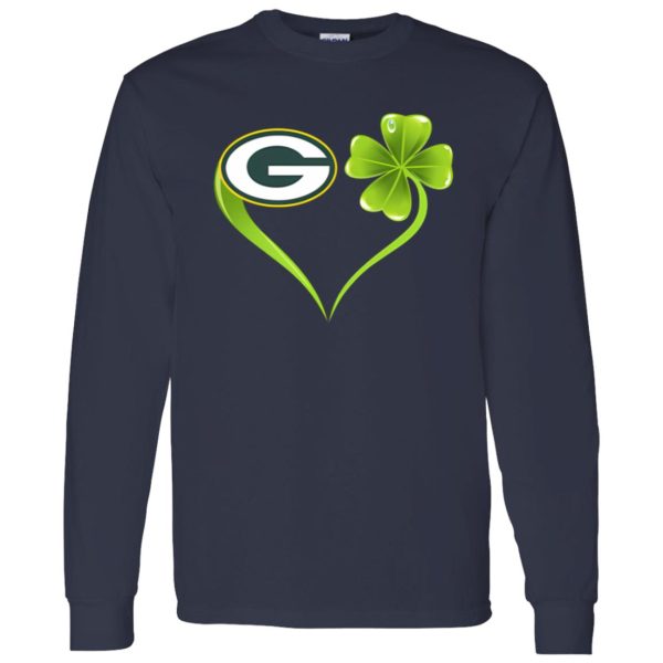 Irish St Patrick Day Shamrock Heart Football Team Green Bay Packer Shirt