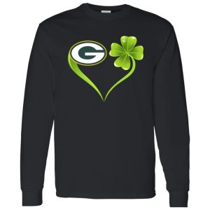 Irish St Patrick Day Shamrock Heart Football Team Green Bay Packer Shirt