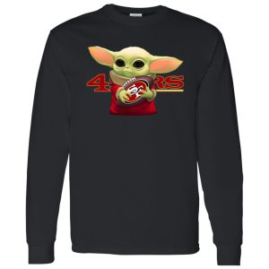 Baby Yoda Holding San Francisco 49ers Shirt