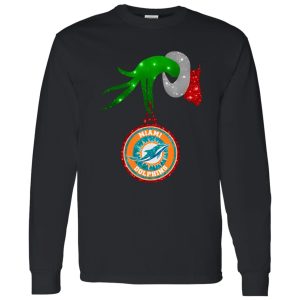 Grinch Hand Holding Miami Dolphins Christmas Shirt