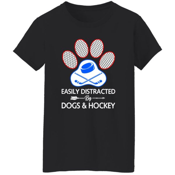 Easily Distracted By Dogs And Hockey Shirt