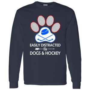 Easily Distracted By Dogs And Hockey Shirt