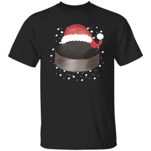 Hockey Christmas Shirt, Hockey Puck With Santa Hat Shirt