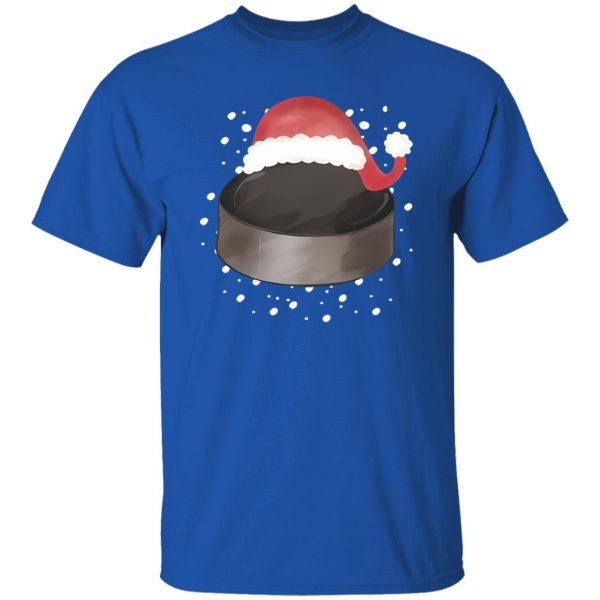 Hockey Christmas Shirt, Hockey Puck With Santa Hat Shirt