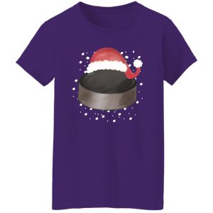 Hockey Christmas Shirt, Hockey Puck With Santa Hat Shirt