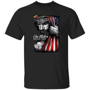 Hockey One Nation Under God American Flag Jesus Shirt