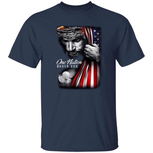 Hockey One Nation Under God American Flag Jesus Shirt