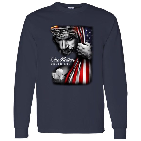 Hockey One Nation Under God American Flag Jesus Shirt