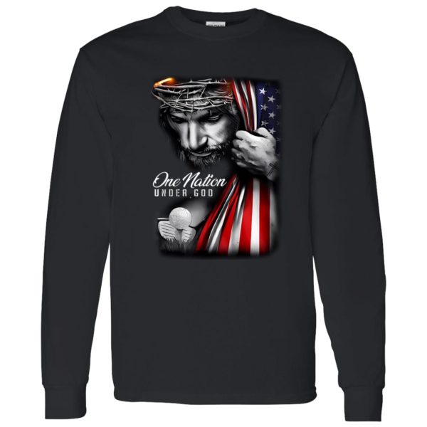 Hockey One Nation Under God American Flag Jesus Shirt