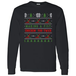 Making A First Checkin’ You Twice Ugly Christmas for Hockey Lover Shirt