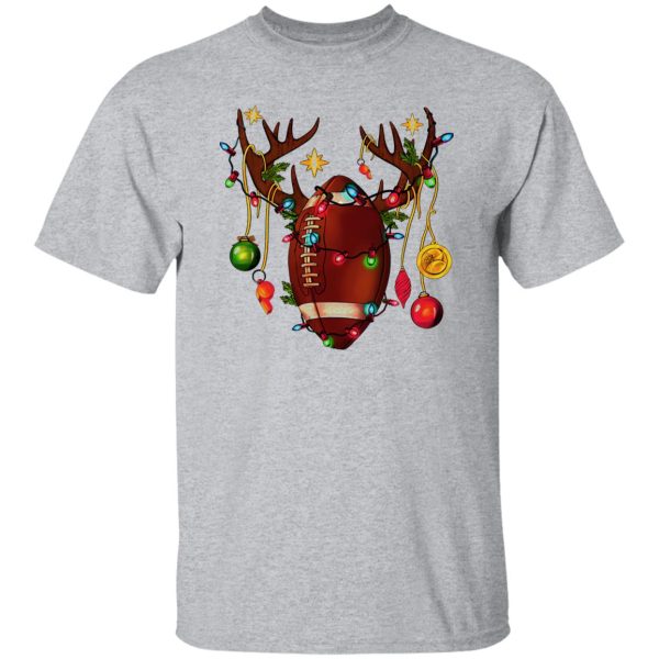 Football Ball With Reindeer Horns American Football Christmas Shirt