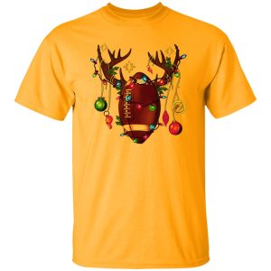 Football Ball With Reindeer Horns American Football Christmas Shirt