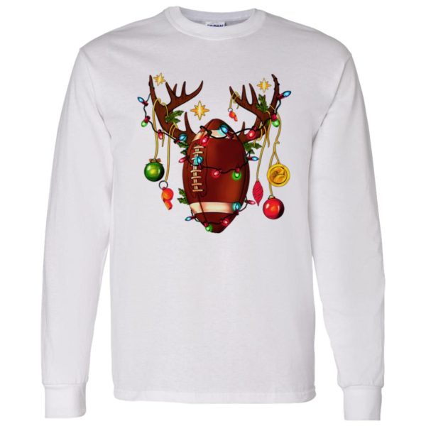 Football Ball With Reindeer Horns American Football Christmas Shirt