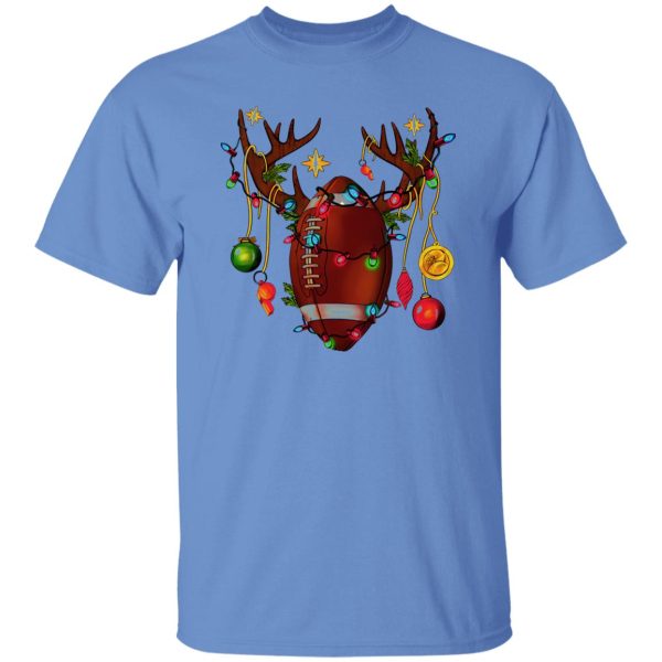 Football Ball With Reindeer Horns American Football Christmas Shirt