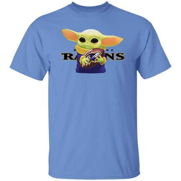 Baby Yoda Holding Baltimore Ravens Shirt