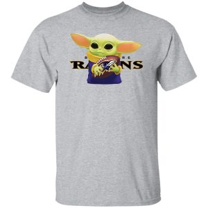 Baby Yoda Holding Baltimore Ravens Shirt