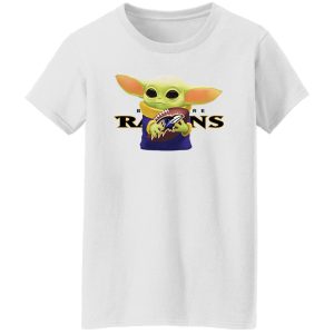 Baby Yoda Holding Baltimore Ravens Shirt