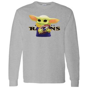 Baby Yoda Holding Baltimore Ravens Shirt