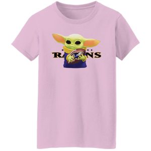 Baby Yoda Holding Baltimore Ravens Shirt