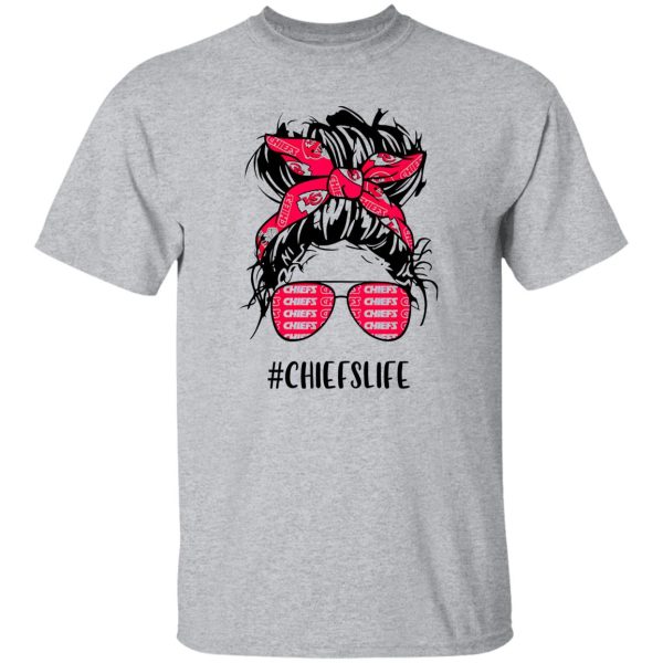 Chiefs Life Kansas City Chiefs Messy Bun Girl With Headband And Glasses for Shirt