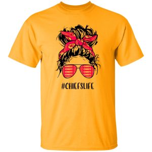 Chiefs Life Kansas City Chiefs Messy Bun Girl With Headband And Glasses for Shirt