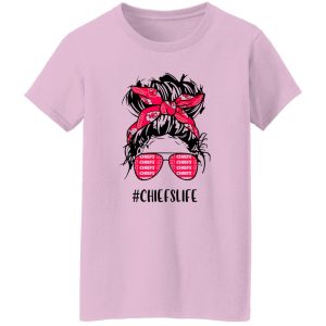 Chiefs Life Kansas City Chiefs Messy Bun Girl With Headband And Glasses for Shirt