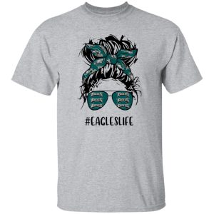 Eagles Life Philadelphia Eagles Messy Bun Girl With Headband And Glasses for Shirt