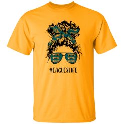 Eagles Life Philadelphia Eagles Messy Bun Girl With Headband And Glasses for Shirt